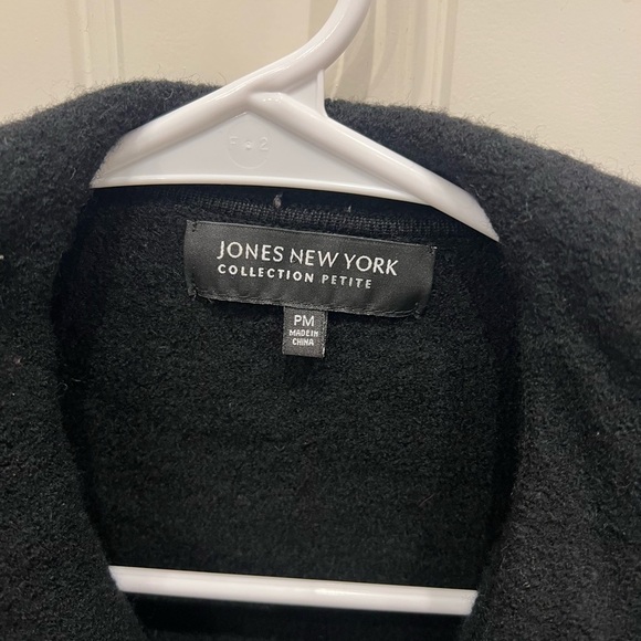 Jones New York PETITE MEDIUM Black Ruffled Collar MERINO WOOL  Blazer - Picture 2 of 9